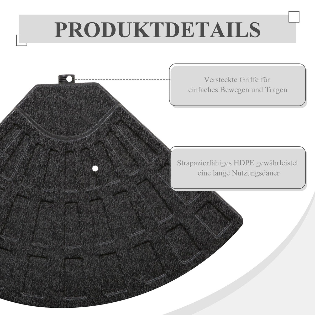 Umbrella Weight, For Parasols, With 52 Kg Water/68 Kg Sand, Hdpe, Black