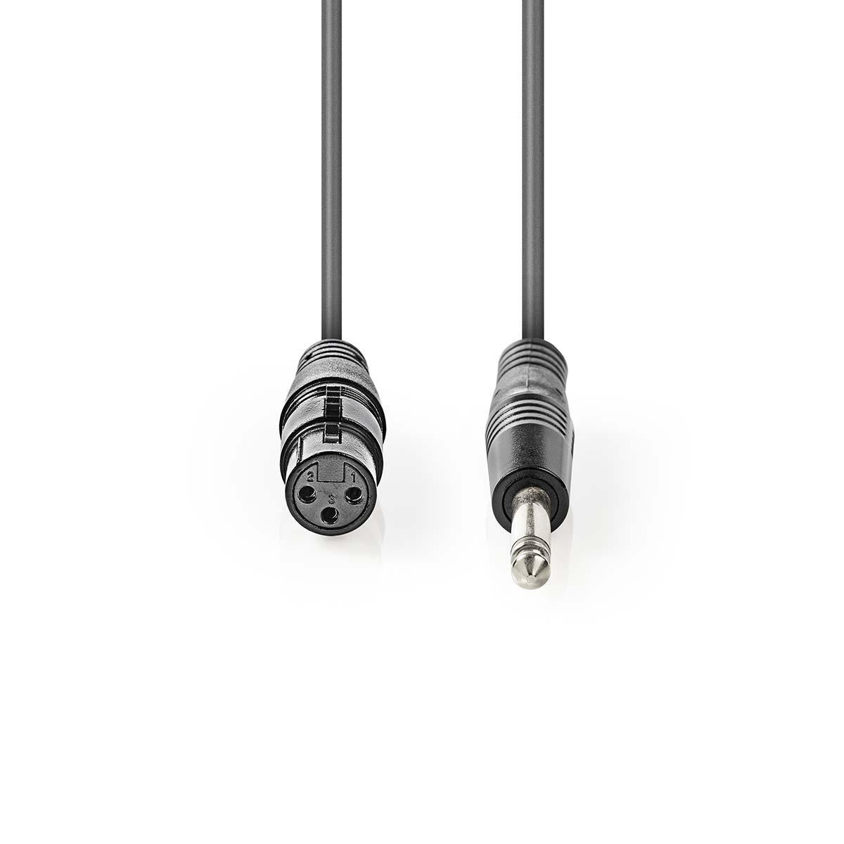 Unbalanced audio cable | XLR 3-pin female | 6.35 mm Male | Nickel Plated | 5.00 m | Round | PVC | Dark gray | Cardboard sleeve