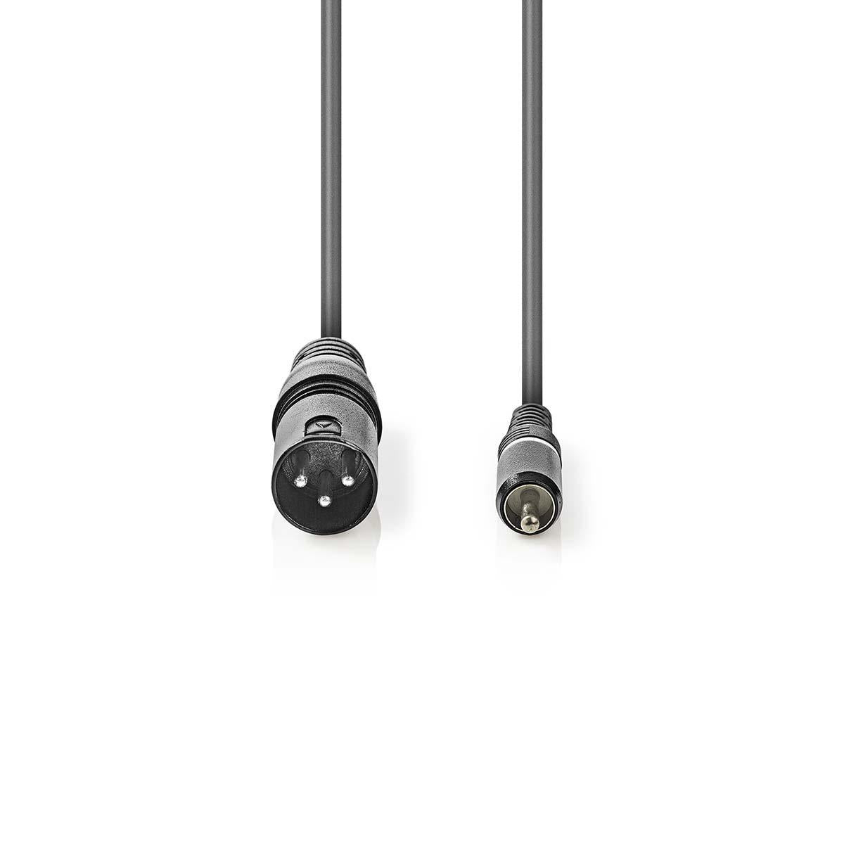 Unbalanced audio cable | XLR 3-pin male | RCA Male | Nickel Plated | 3.00 m | Round | PVC | Dark gray | Cardboard sleeve