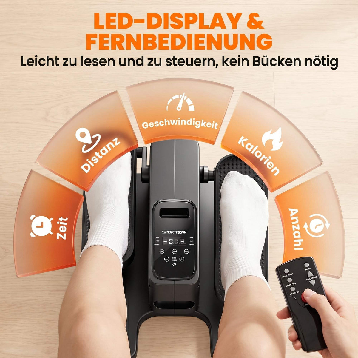 Under Desk Electric Elliptical, Remote, LED, 12 Speeds