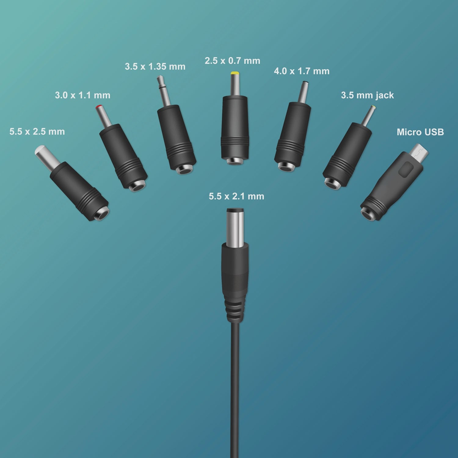 Universal Power Adapter 3-12V 24W with 7 Interchangeable Plugs
