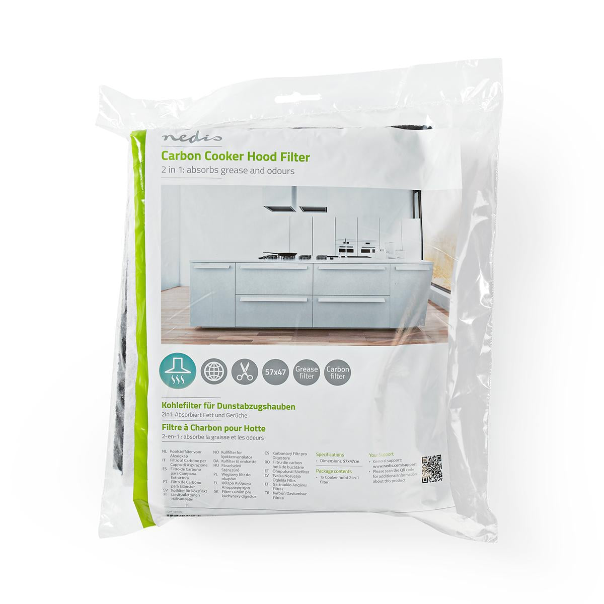 Universal kitchen hood kit | Carbon filter | 57 x 47 cm | Hackable | 2 pcs.