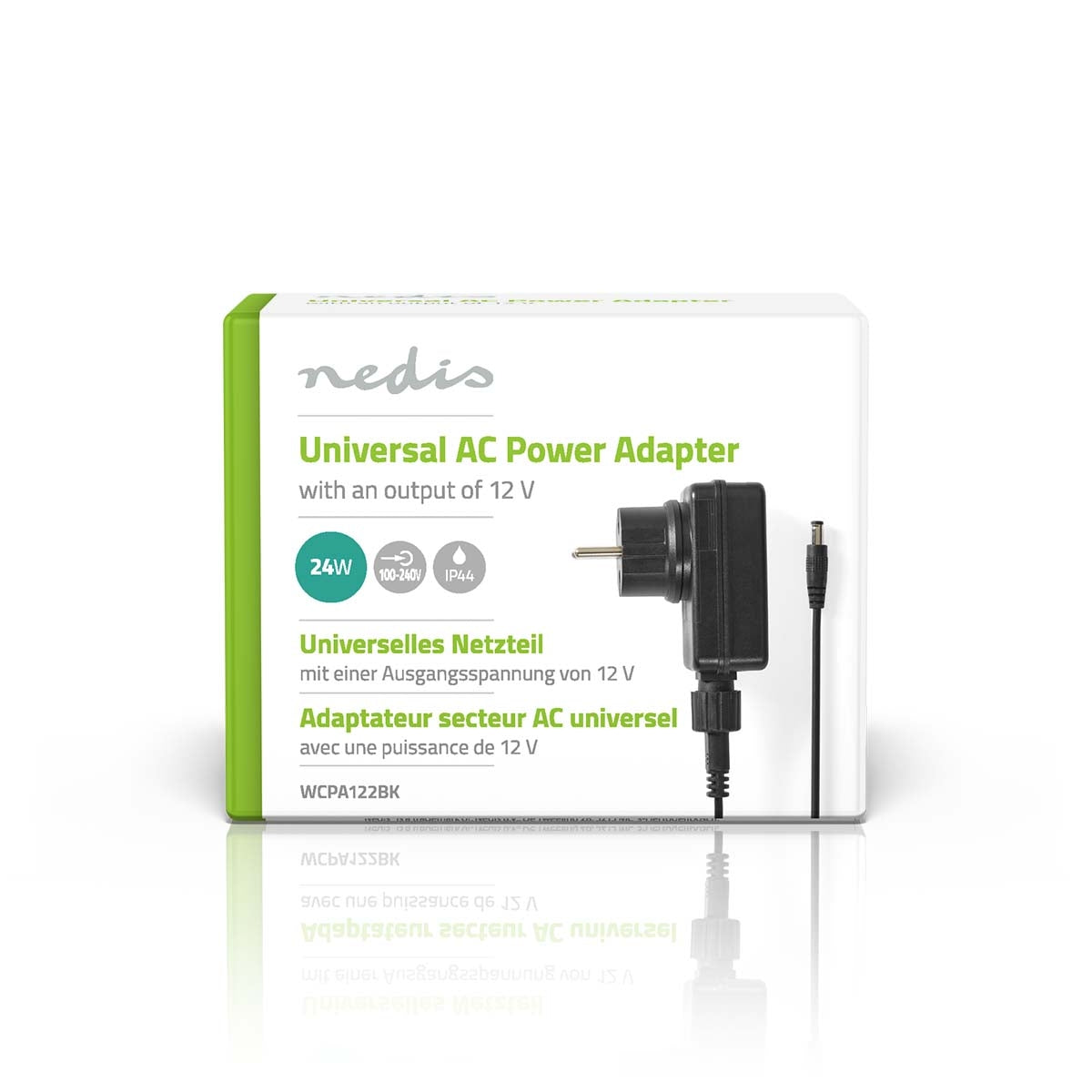 Universal power adapter | 24 W| 12 V DC | 1.80 m | 2.0 A| 1 plug(s) | Black