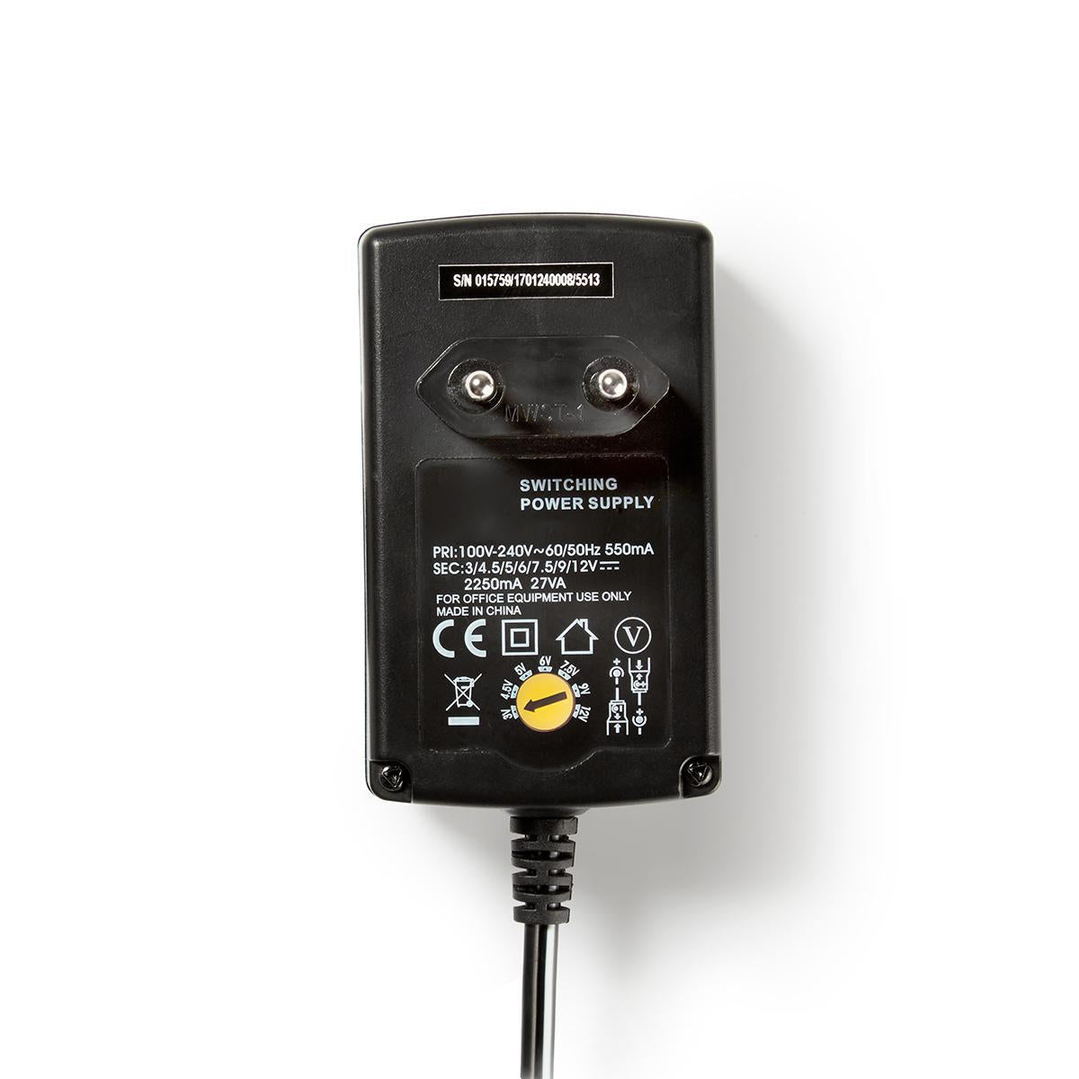 Universal power adapter | 27 W| 3 - 12 V DC | 1.80 m | 2.25 A A | 6 plug(s) | Black