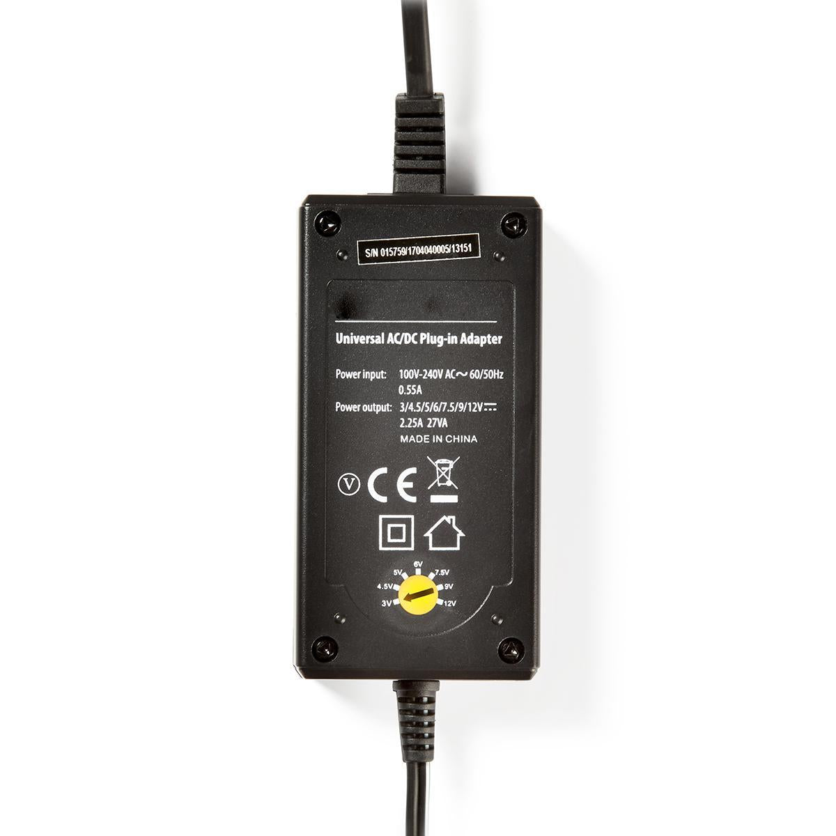 Universal power adapter | 27 W| 3 - 12 V DC | 3.60 m | 2.25 A A | 6 plug(s) | Black