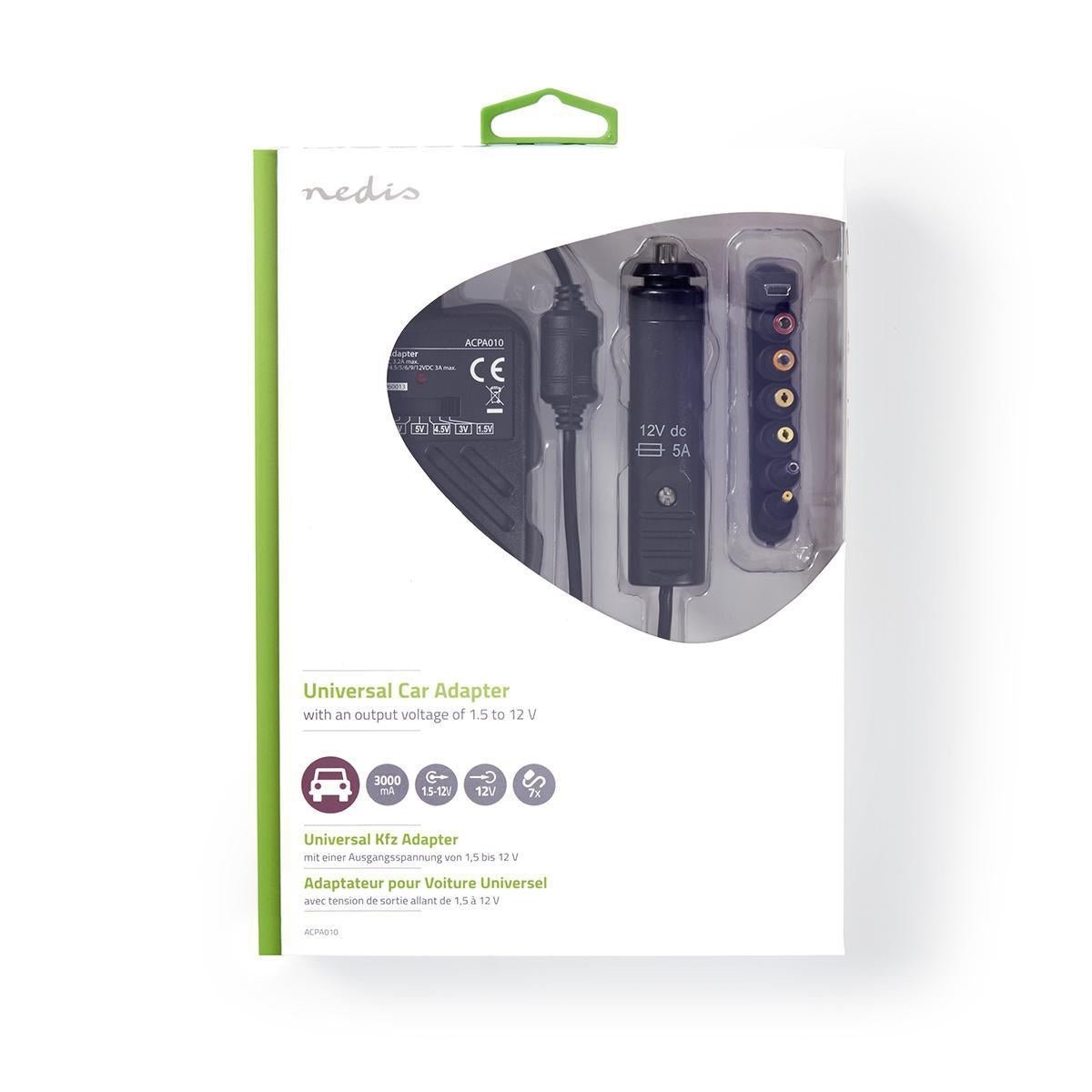 Universal power adapter | 36 W| 0 - 12 V DC | 1.20 m | 5.0 A| 7 plug(s) | Black