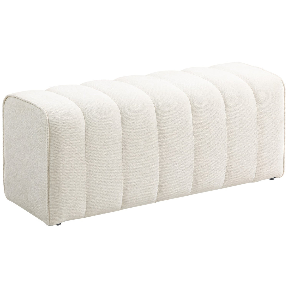 Upholstered Bedroom Bench, Wood Frame, 220kg Capacity, Cream