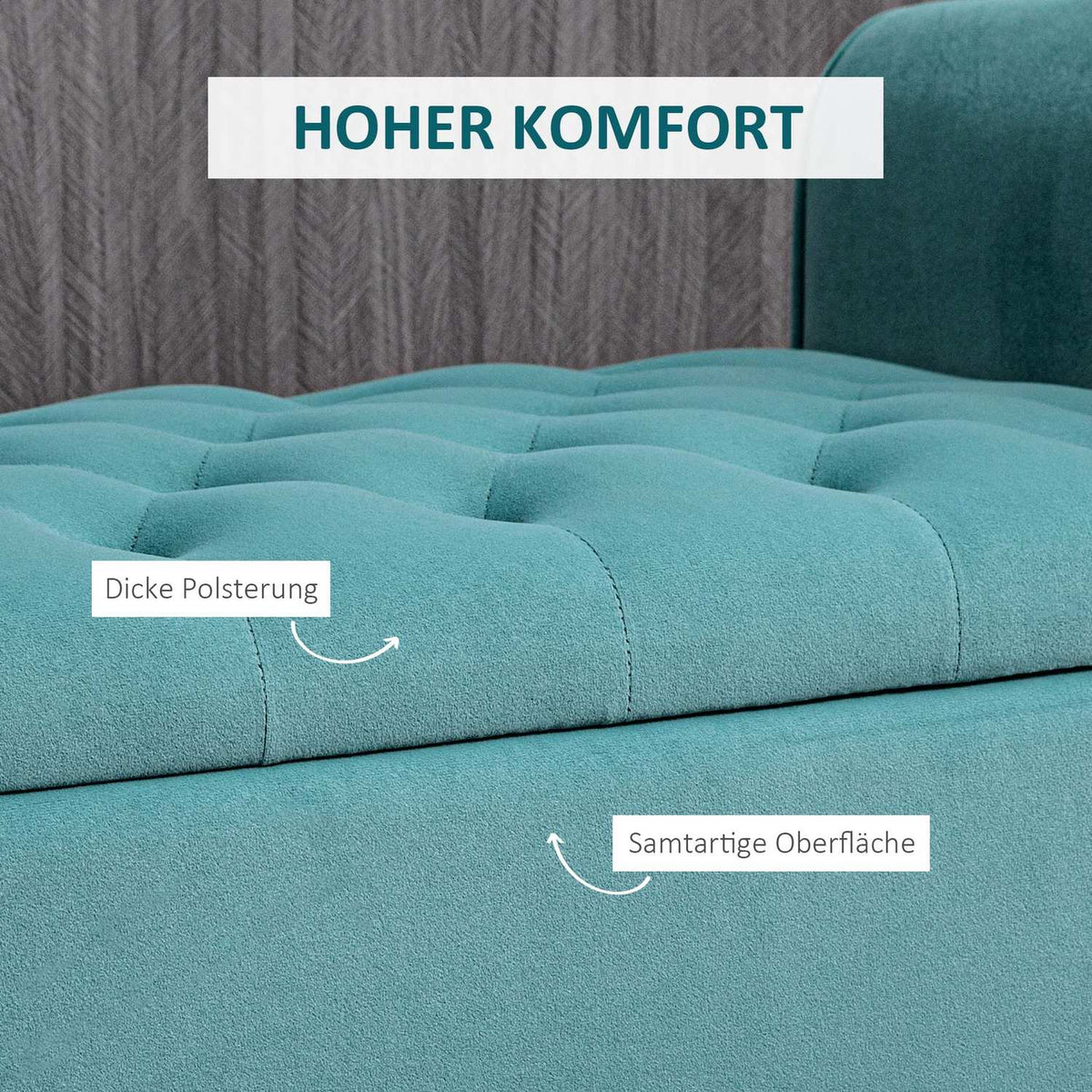 Upholstered Bench, Bed Bench, Bench In Velvet Look, Hallway Bench With Storage Space For Bedroom, Load Capacity Up To 120 Kg, Green, 126 X 48.5 X 47 Cm