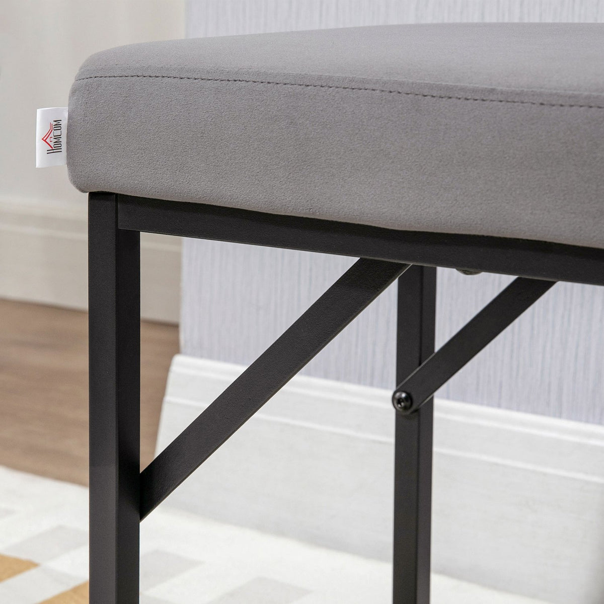 Upholstered Bench In Velvet Look, Bed Bench, Dressing Bench, Hallway Bench For Living Room, Bedroom, Dark Grey, 115 X 46 X 49 Cm