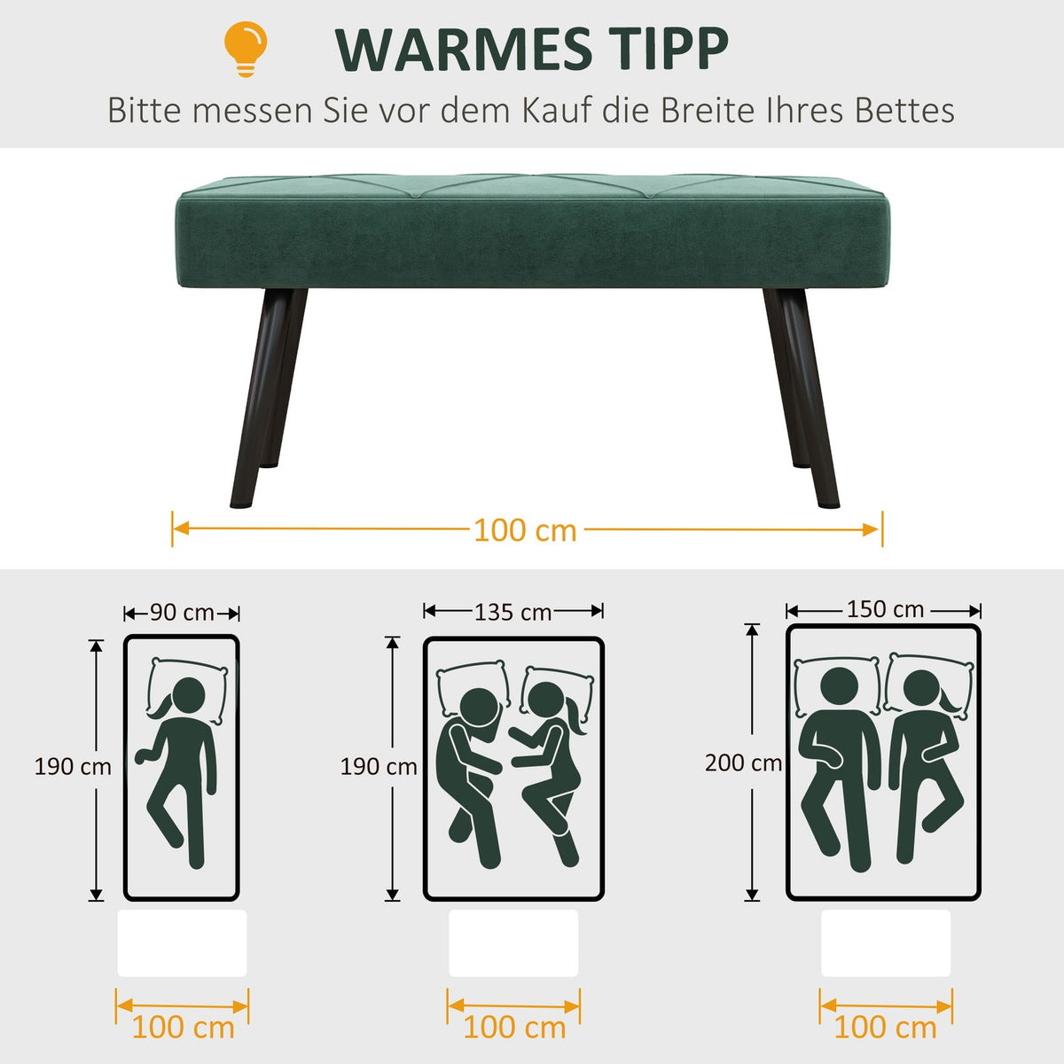 Upholstered Bench In Velvet Look, Bed Bench, Hallway Bench With X Pattern, Up To 120 Kg, For Bedroom, 100X36X45 Cm, Green