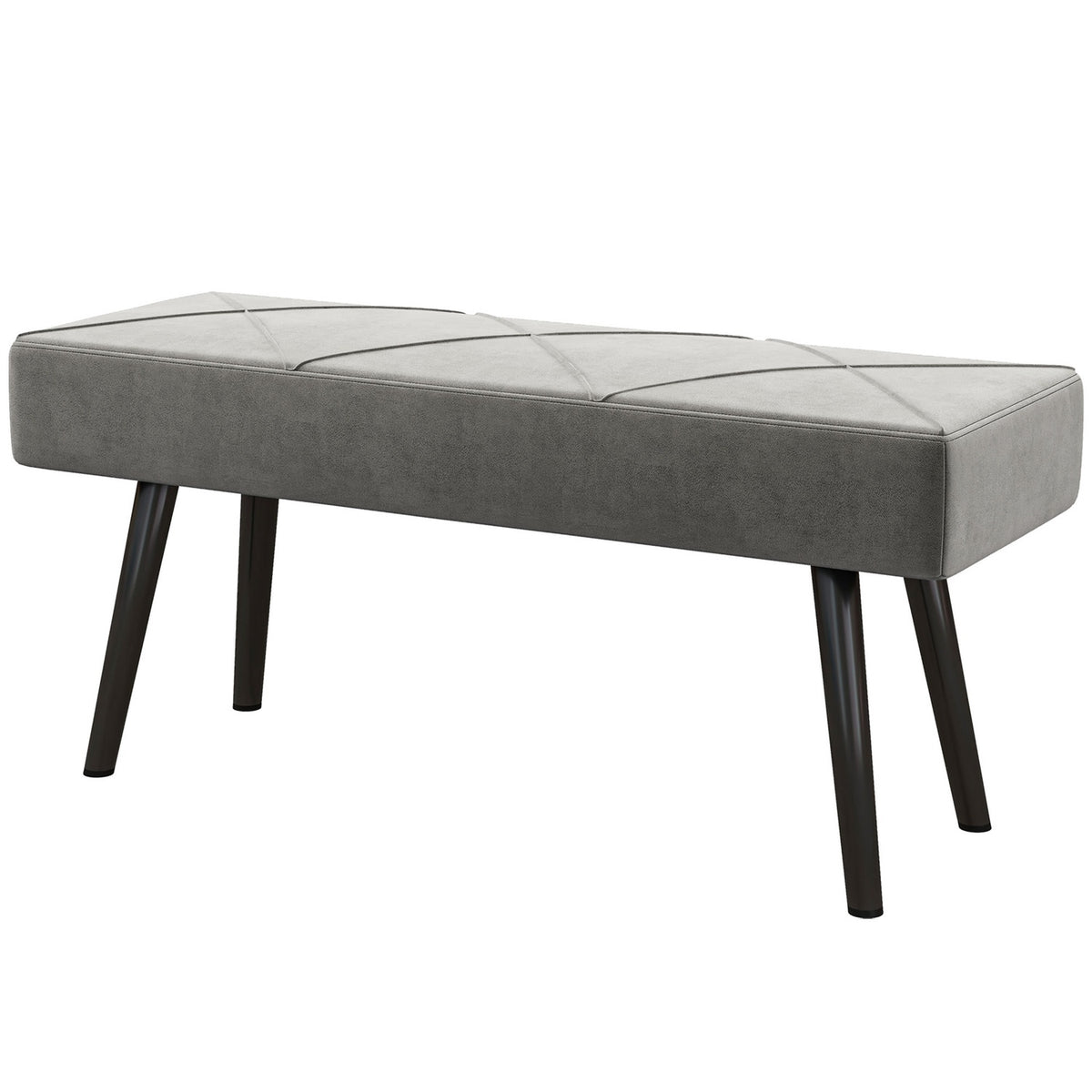 Upholstered Bench In Velvet Look, Bed Bench, Hallway Bench With X Pattern, Up To 120 Kg, For Bedroom, 100X36X45 Cm, Grey
