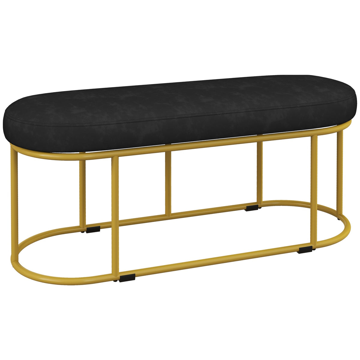 Upholstered Bench With Velvet Look, Bed Bench, Dressing Bench, Hallway Bench For Living Room, Up To 200 Kg, Steel, Blue