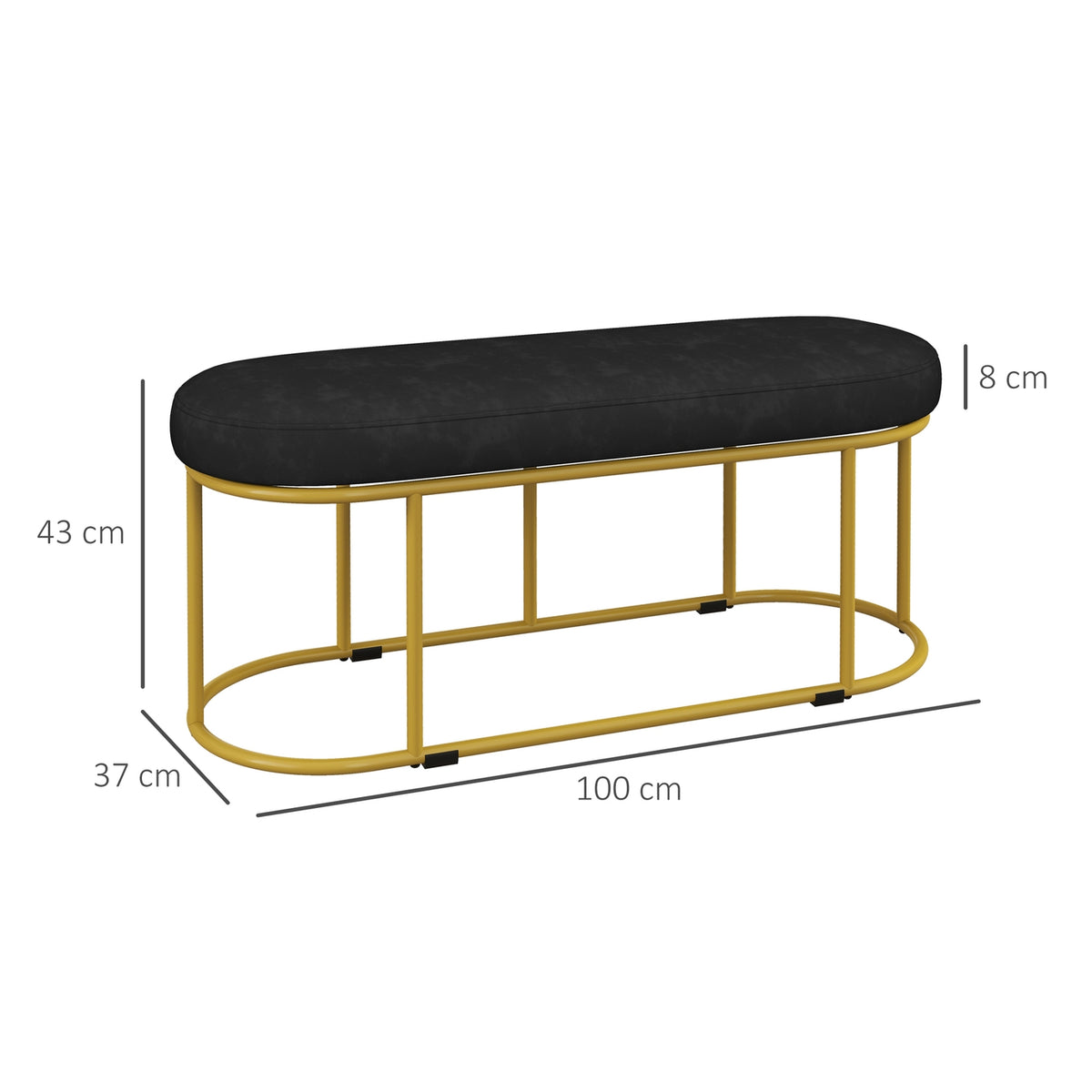 Upholstered Bench With Velvet Look, Bed Bench, Dressing Bench, Hallway Bench For Living Room, Up To 200 Kg, Steel, Blue
