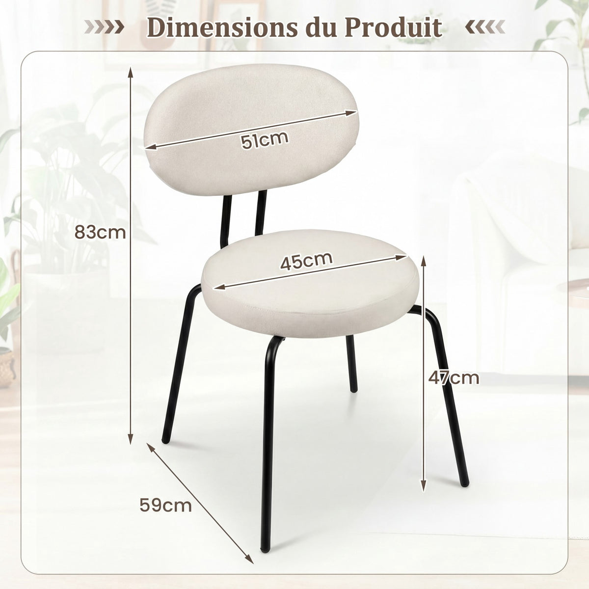 Upholstered Dining Chairs Set of 2, Padded Back, White