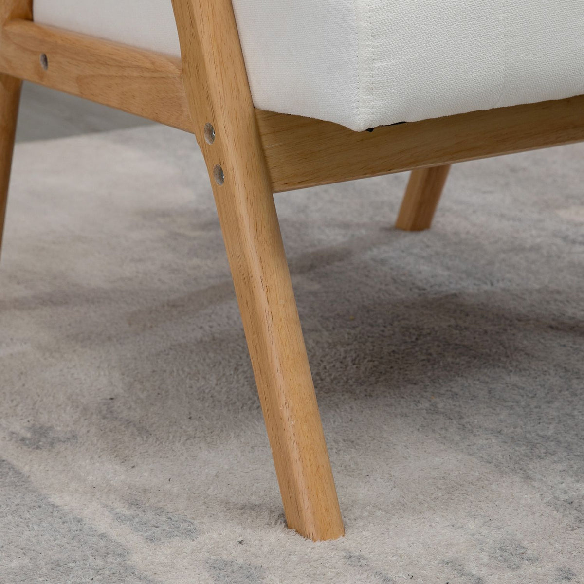 Upholstered Lounge Chair In Velvet Look With Armrests, Scandi Design, Cream, 68X74X82Cm