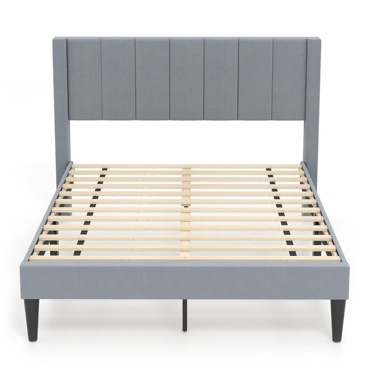 Upholstered Platform Bed Frame, 200x140 cm, Grey Velvet