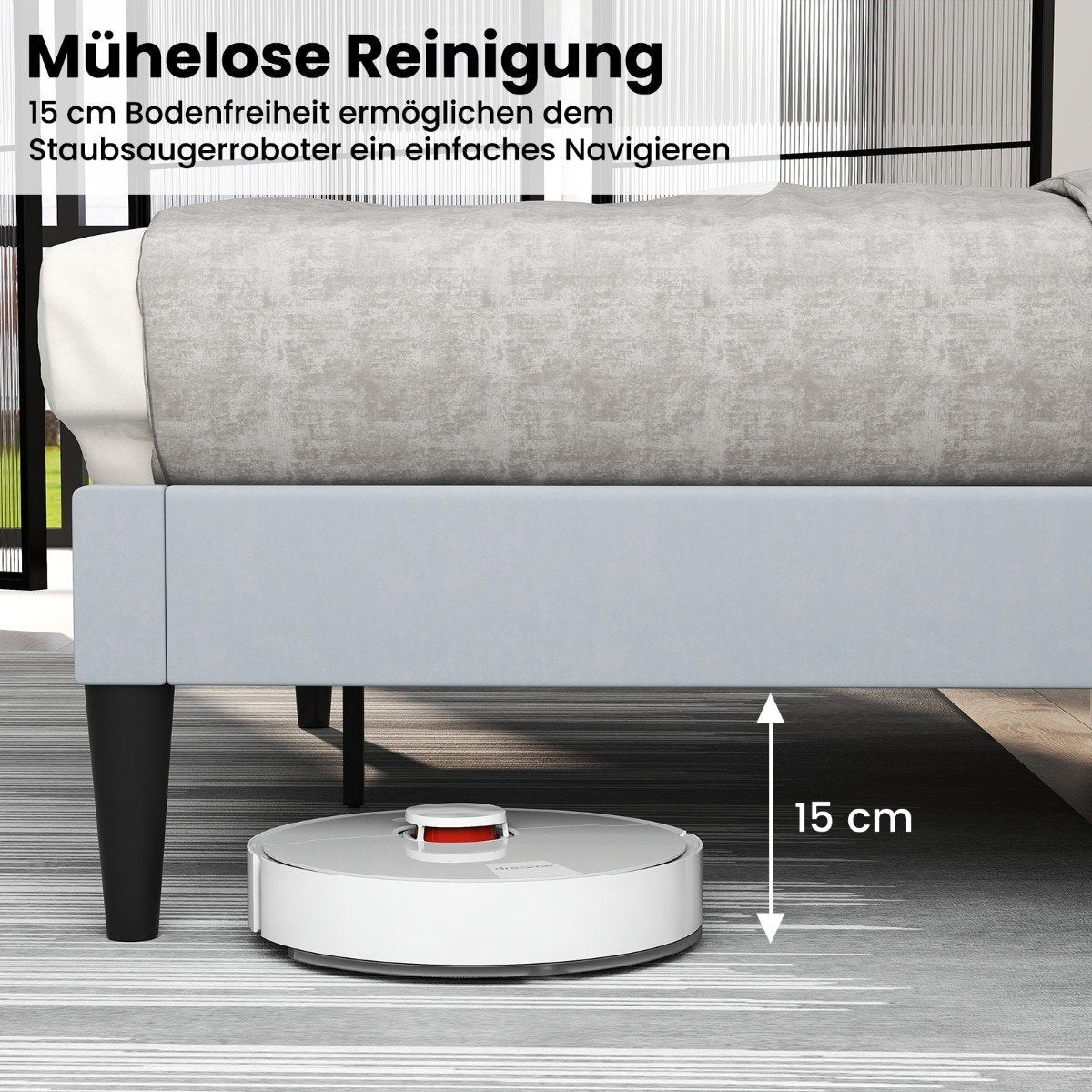 Upholstered Platform Bed Frame, 200x140 cm, Grey Velvet