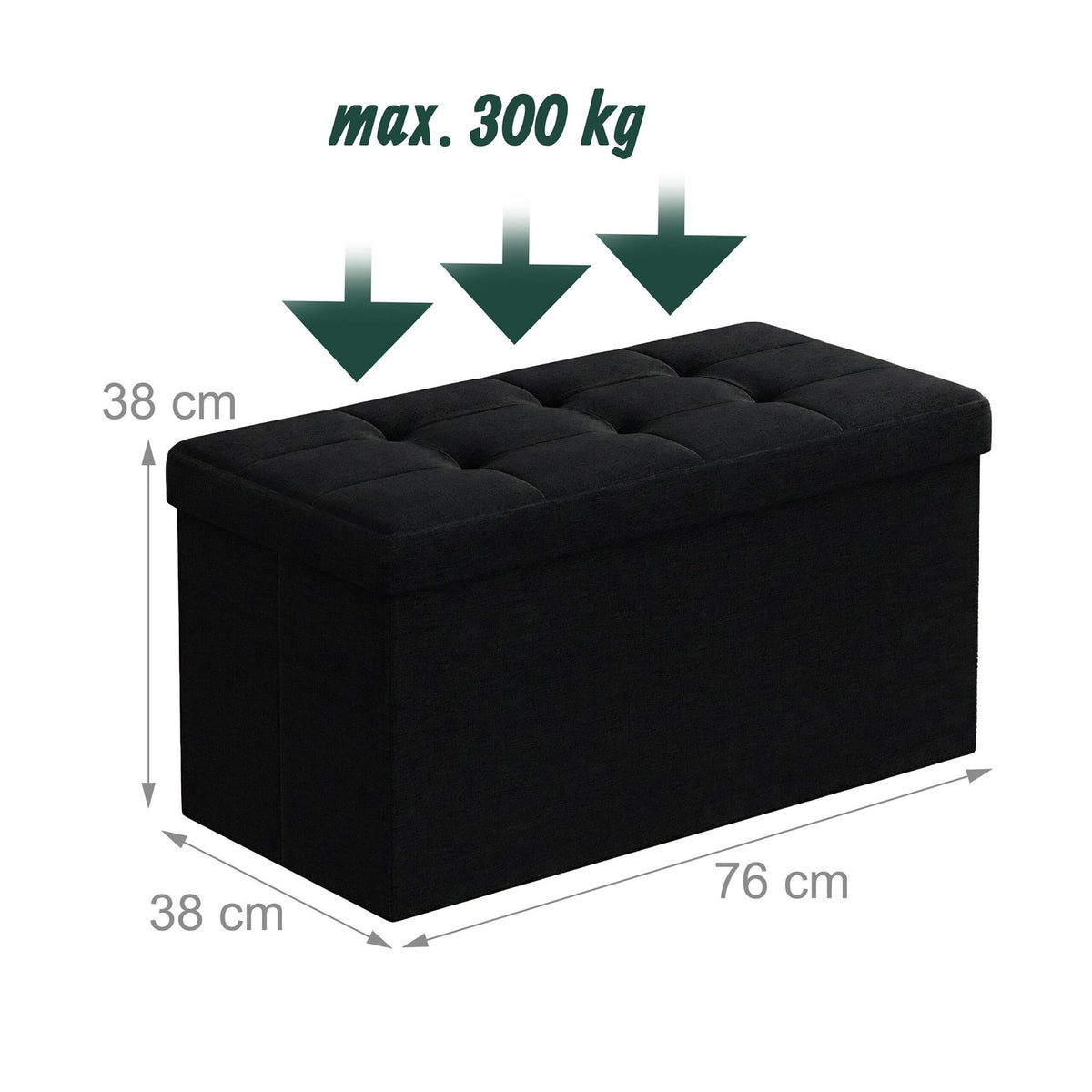 Upholstered Storage Bench, Foldable, Seats Two