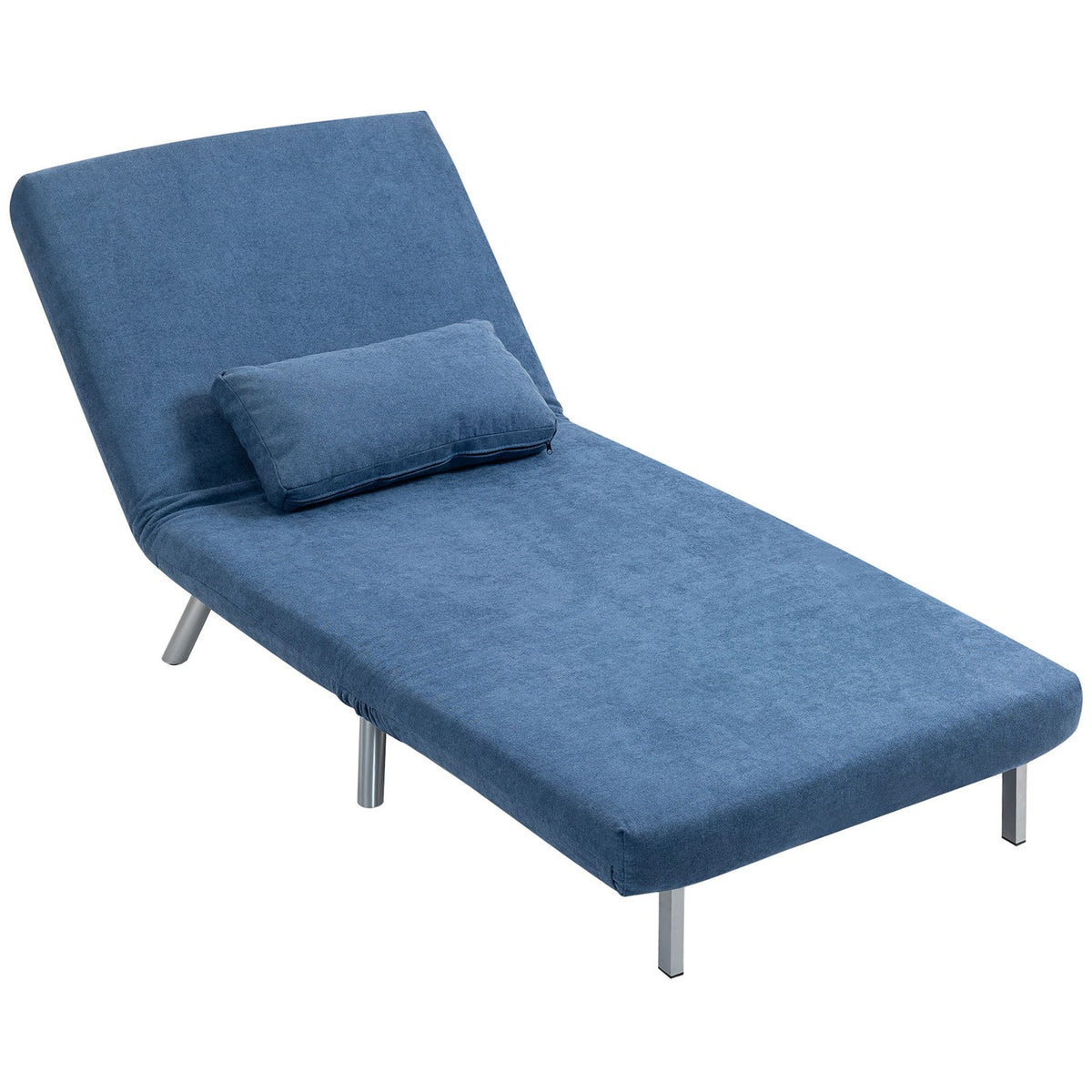 Upholstered armchair with bed function, 2-in-1 design, sleeper armchair, guest bed, fabric cover, with cushion, blue