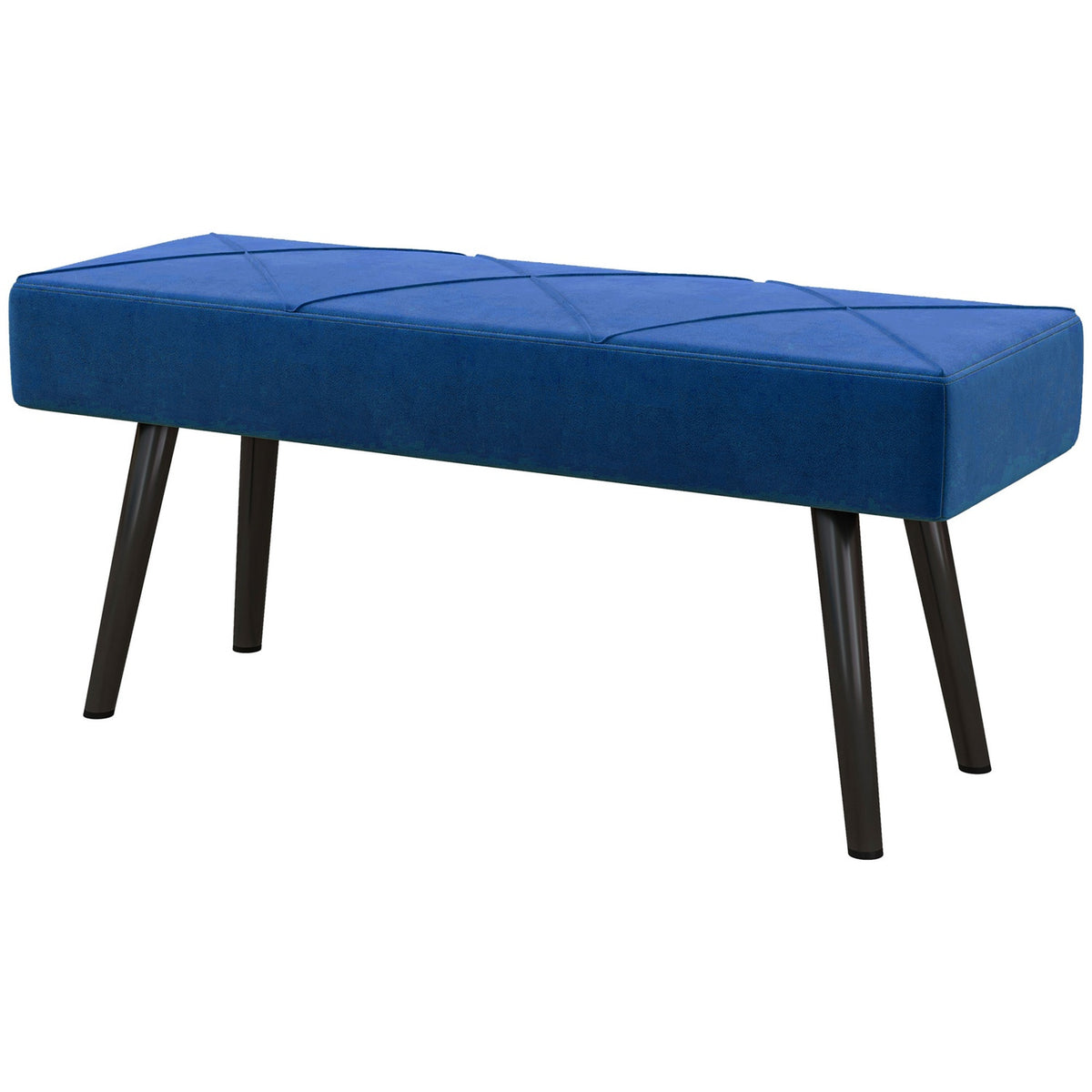 Upholstered bench, bed bench, hallway bench with X-pattern, in velvet look, can hold up to 120 kg, for bedroom, 100 x 36 x 45 cm, blue |
