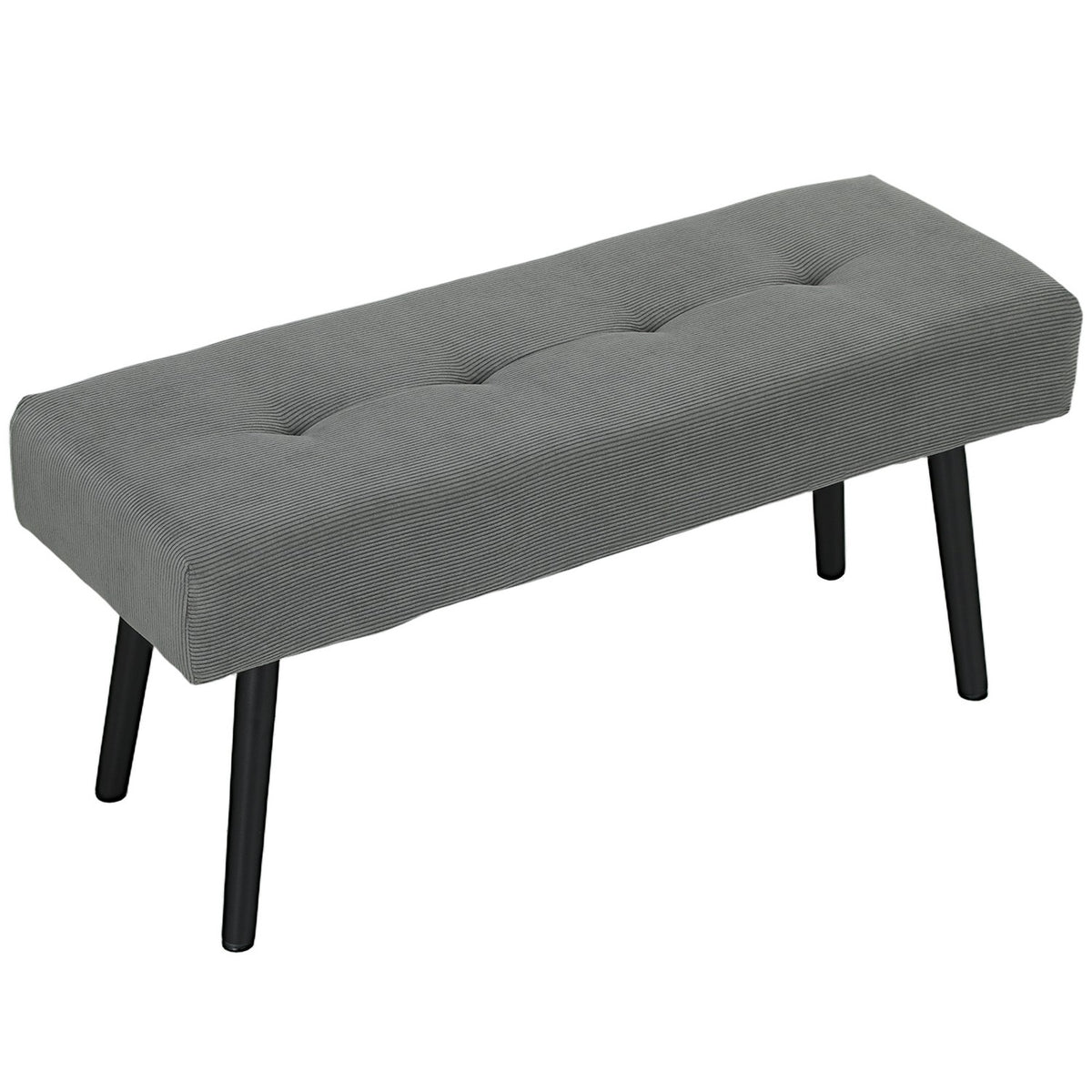 Upholstered bench with corduroy cover, bed bench with metal legs, shoe bench 100 x 36 x 45 cm grey