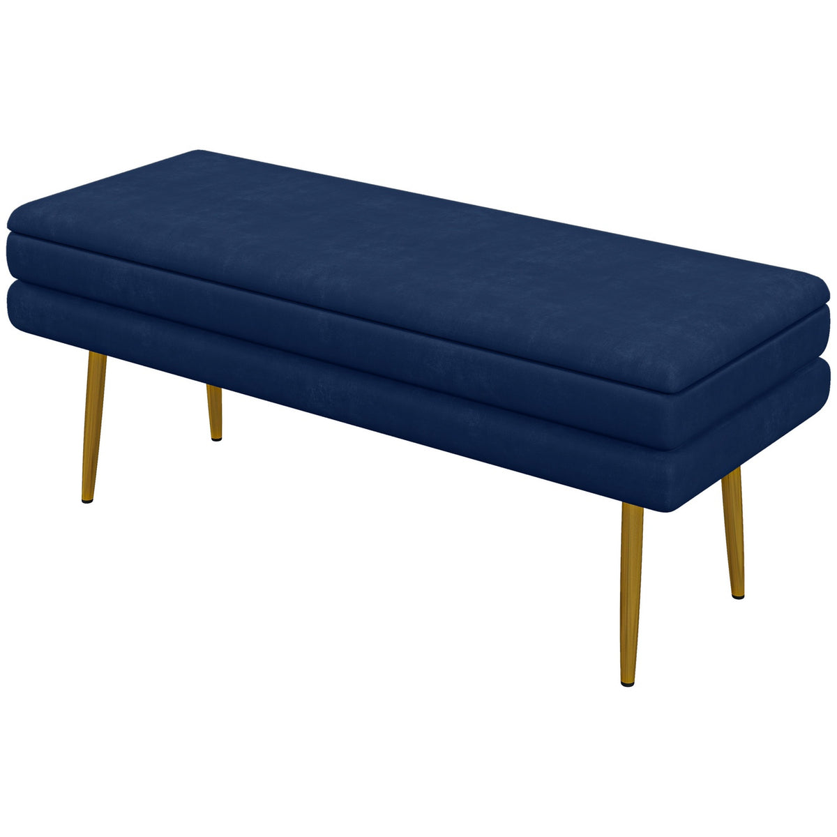 Upholstered bench with storage space, steel, 100 cm x 37.5 cm x 42 cm, blue
