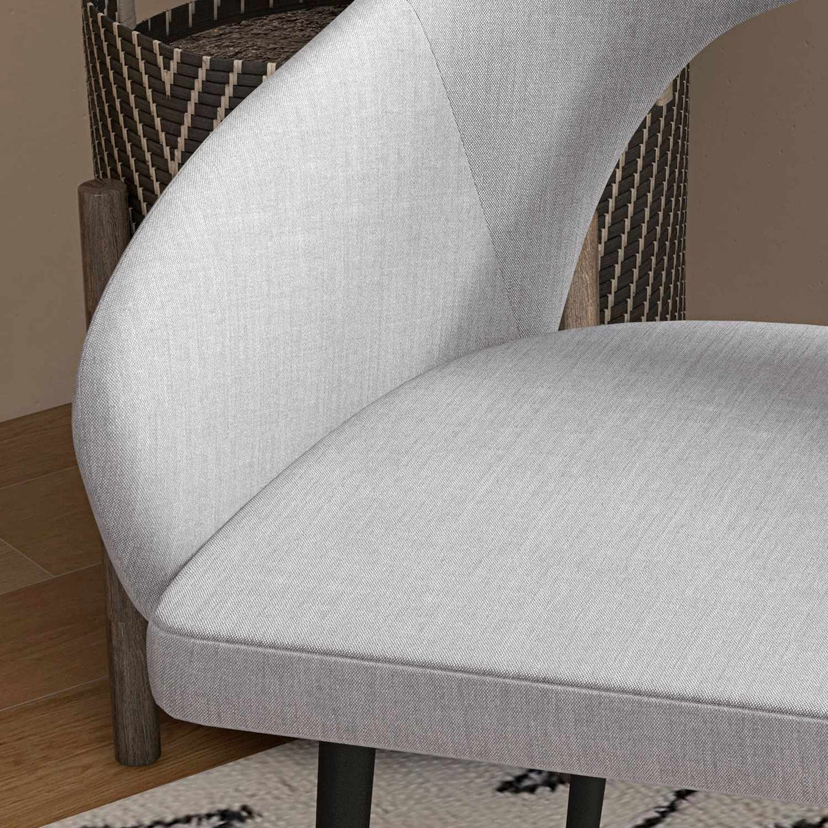 Upholstered relaxation chair with armrests, linen look, living room chair for bedroom, steel, gray, 56 x 58.5 x 84.5 cm
