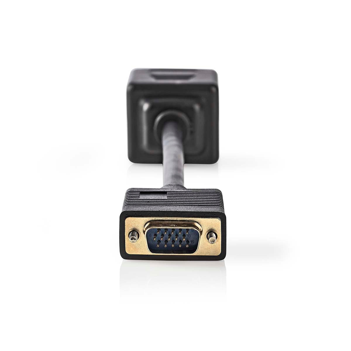 VGA cable | VGA Male | 2x VGA female | Gold Plated | Maximum resolution: 1280x768 | 0.20 m | Round | ABS | Black | Plastic bag