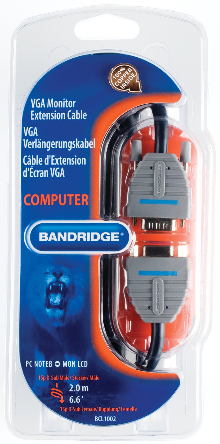VGA extension cable VGA male - VGA Female 2.00 m Blue