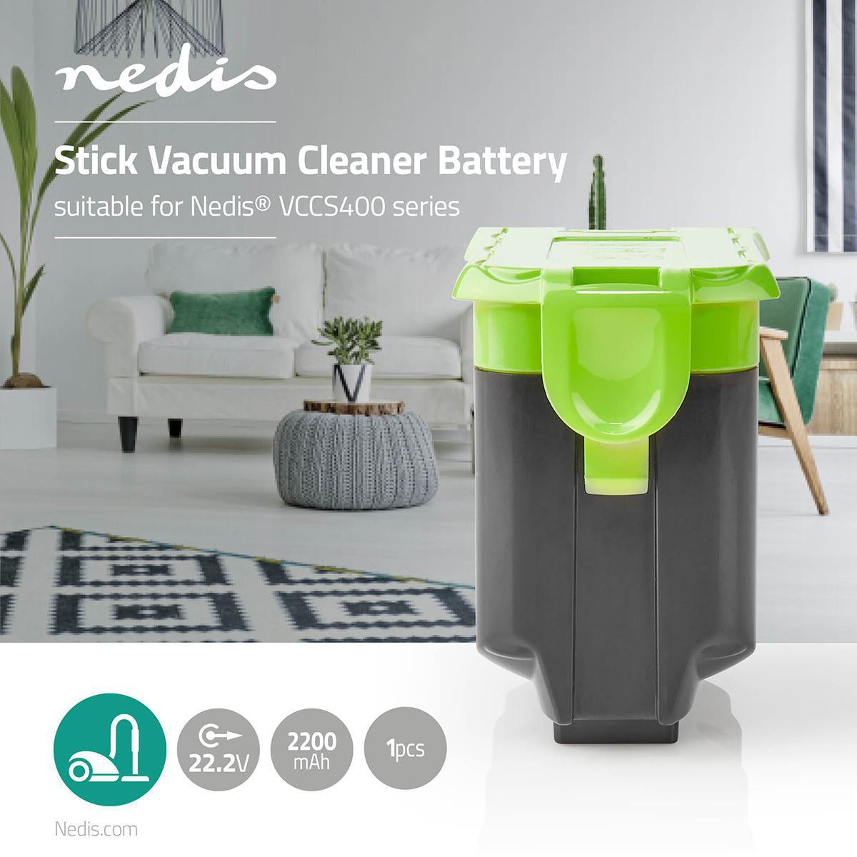 Vacuum Cleaner Battery | Suitable for: Nedis® VCCS400 Series | Li-Ion | 22.2 V DC | 2200 mAh | 48.8 Wh