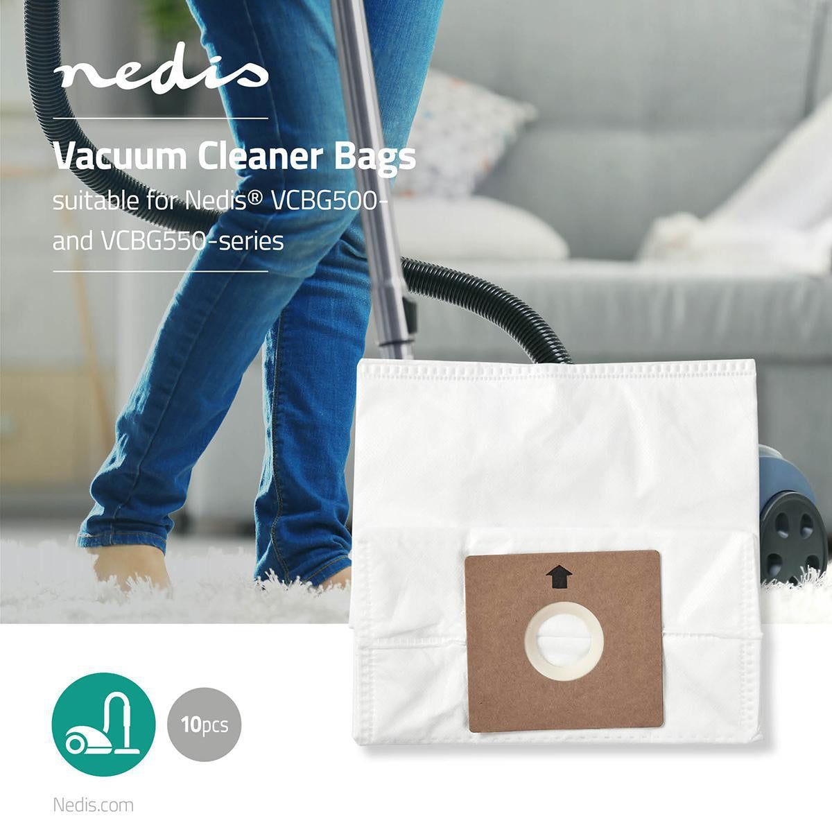 Vacuum bag | 10 pieces. | Synthetic | Best selling for: Nedis® VCBG500 / VCBG550-Series | White