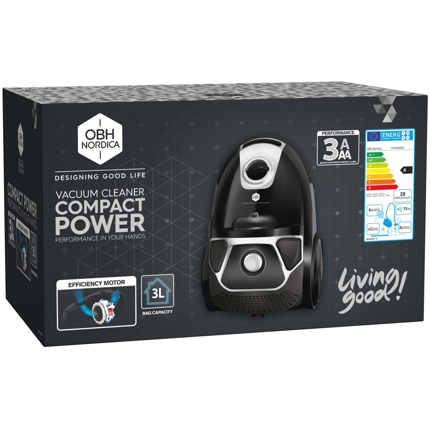 Vacuum cleaner Compact power vacuum cleaner bag 750 W VO3985NA