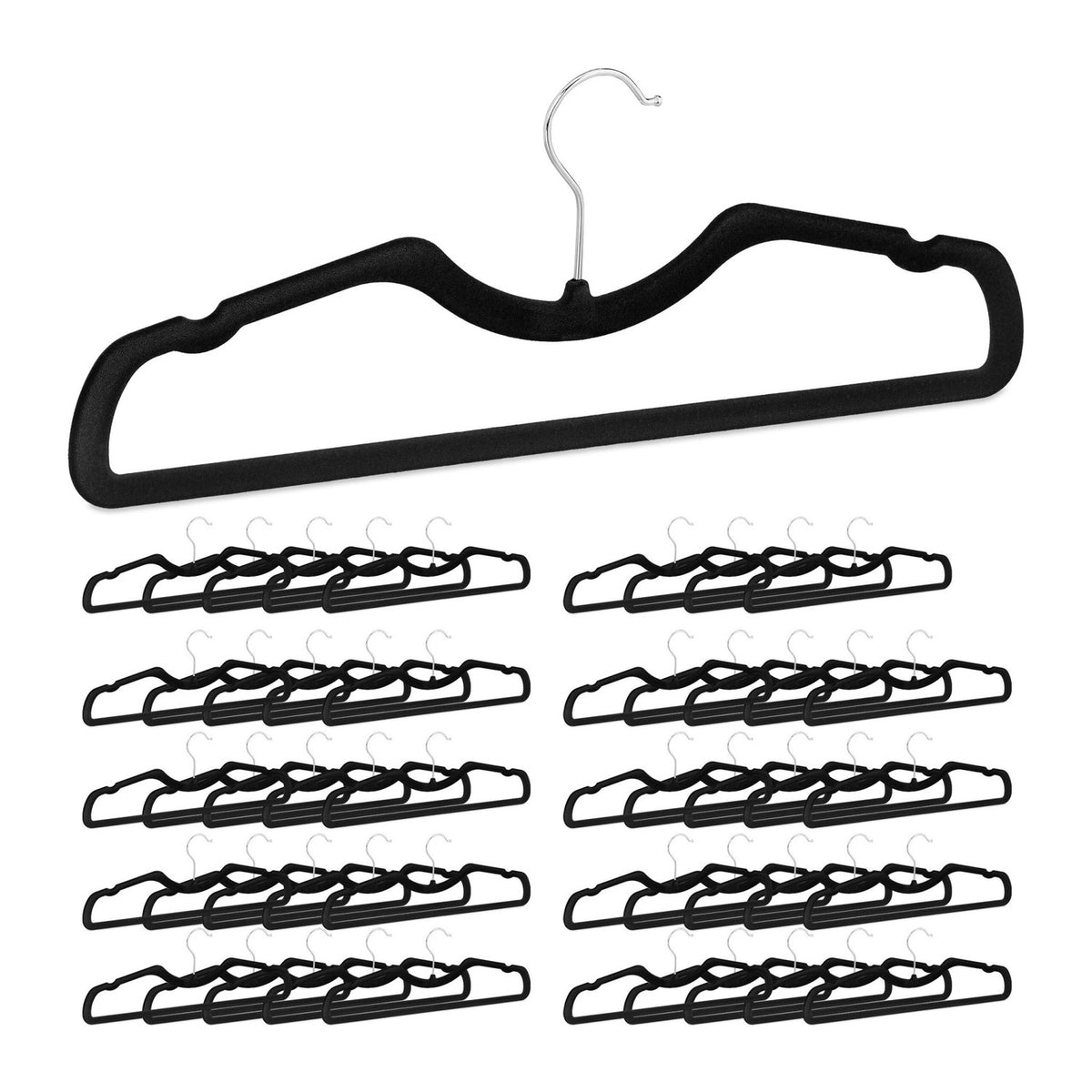 Velvet Flocked Coat Hangers, Non-Slip, Set of 50