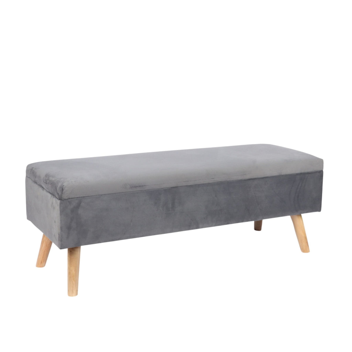 Velvet Storage Bench with Eucalyptus Wood Legs