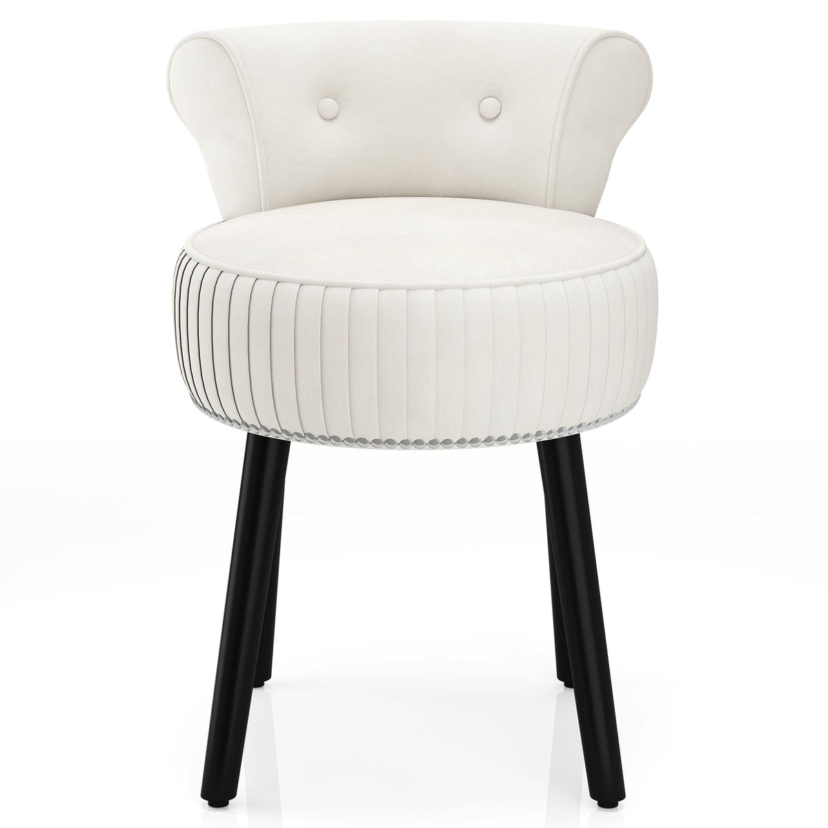 Velvet Vanity Chair with Tufted Backrest, White