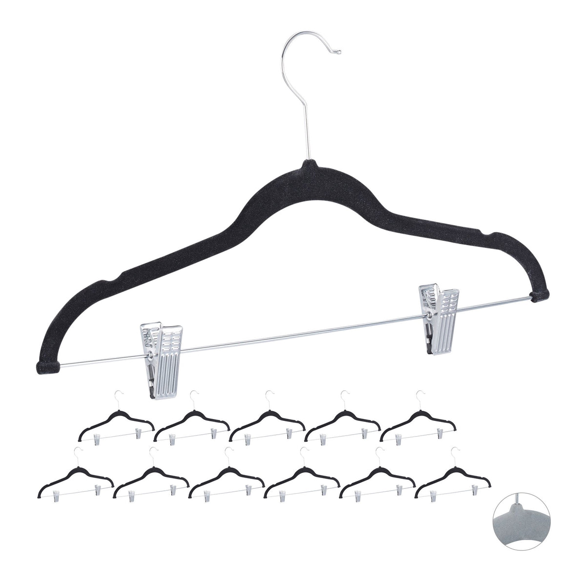 Velvet hanger with clips set of 12