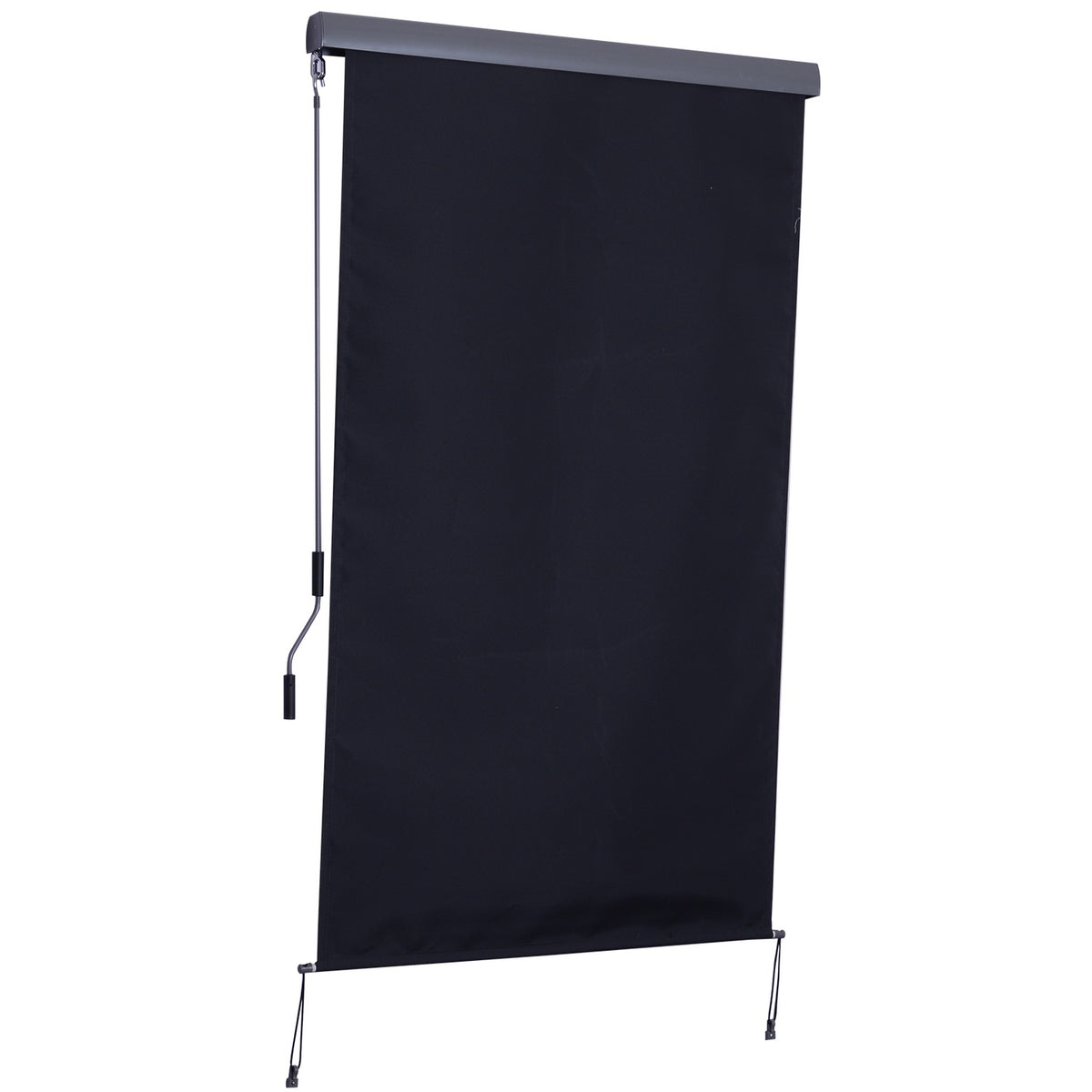 Vertical Awning, Balcony Awning With Hand Crank, Wind Protection, Side Blind, Polyester + Aluminum, 120X200Cm