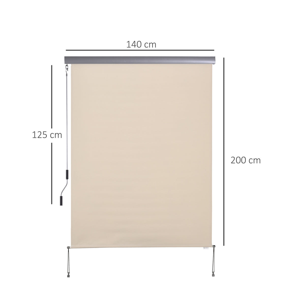 Vertical Awning Balcony Awning With Hand Crank, Wind Protection Side Blind, Polyester + Aluminum, 140X200Cm