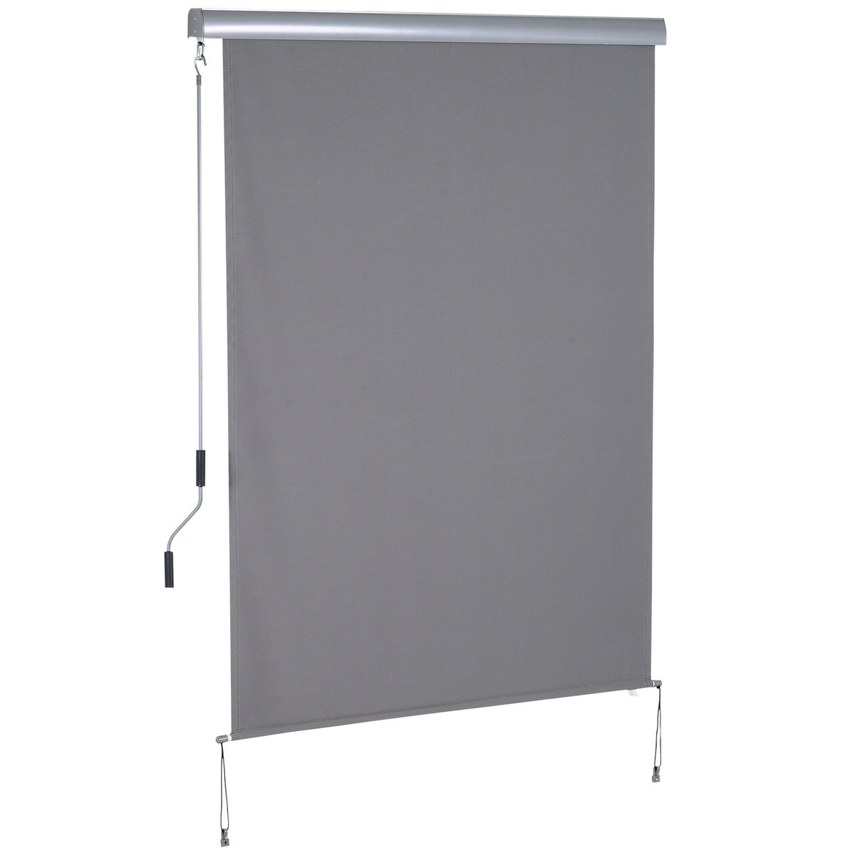 Vertical Awning Balcony Awning With Hand Crank, Wind Protection Side Blind, Polyester + Aluminum, Gray, 140X200Cm