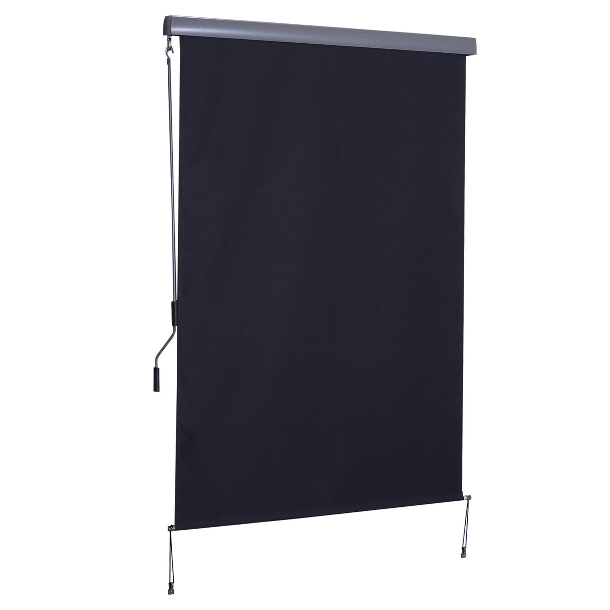 Vertical Awning Balcony Roller Blind Hand Crank Wind Protection Polyester Aluminum 140X200Cm
