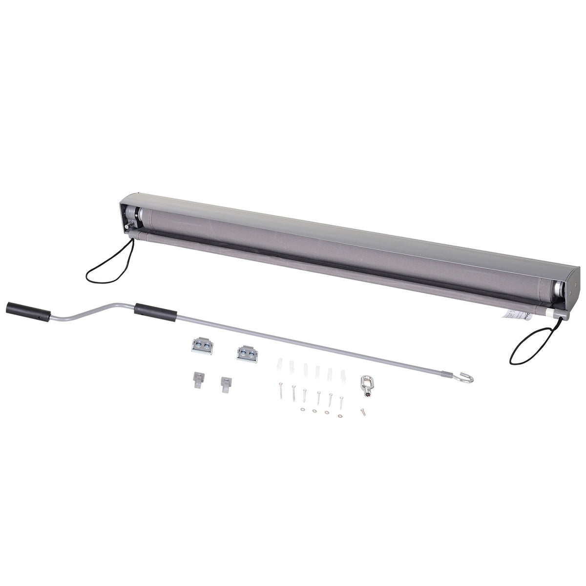 Vertical Awning Balcony Wind Protection And Privacy Screen, Hand Crank, Polyester + Aluminum, Gray, 100X140Cm