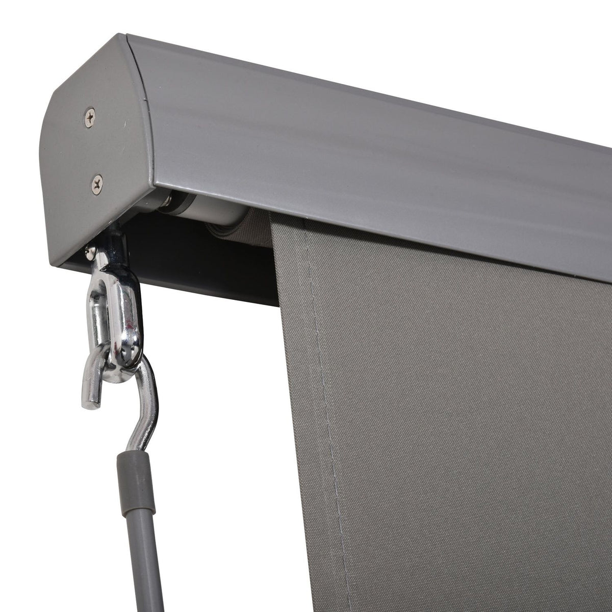 Vertical Awning Balcony Wind Protection & Privacy Screen, Hand Crank, Polyester+Aluminum, Grey, 140X250Cm