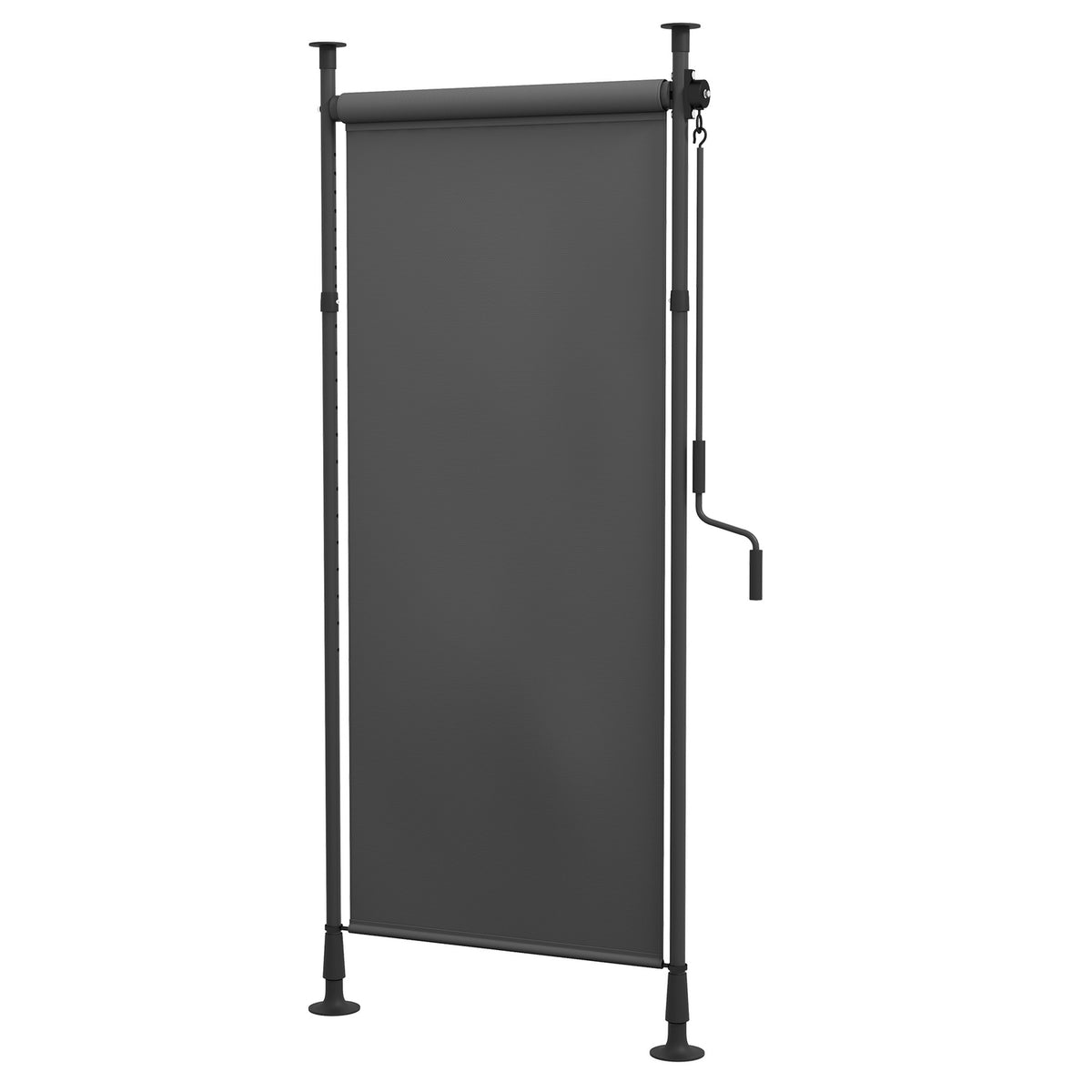 Vertical Awning Sun Protection Balcony Roller Blind 120x220-310cm Weatherproof with Crank Polyester Dark Gray for Patio & Garden