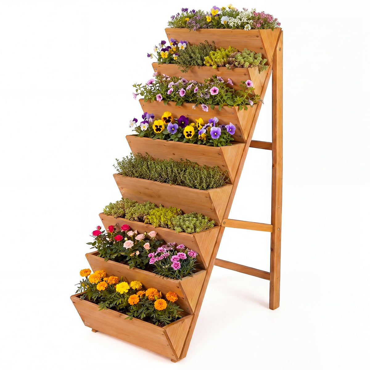 Vertical Garden Bed with 8 Tiers, Fir Wood, Orange