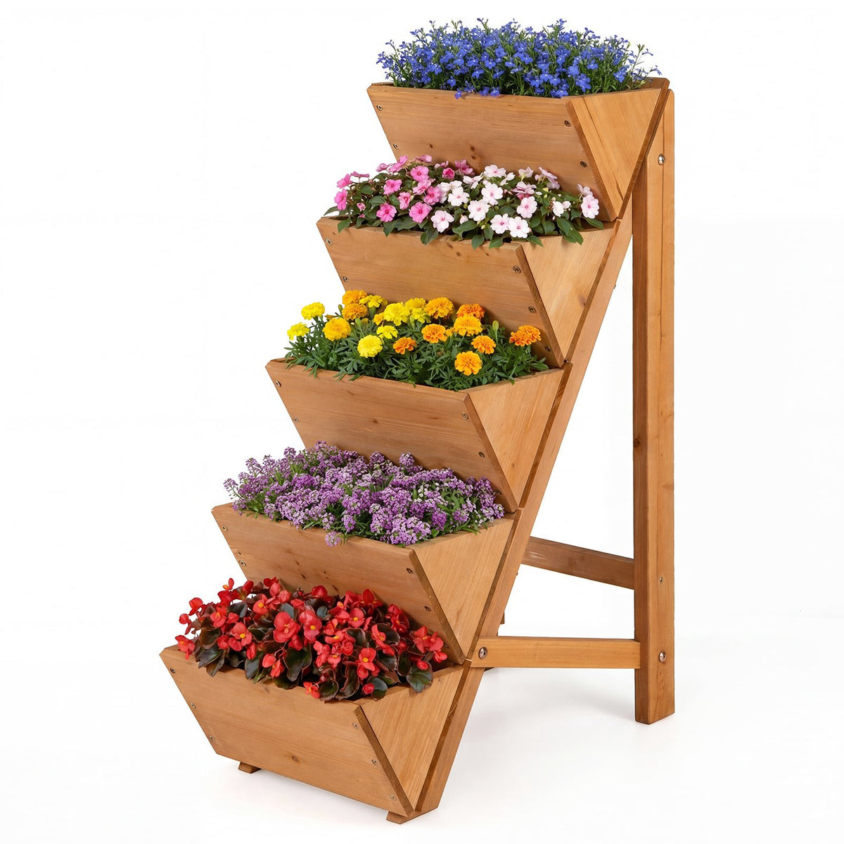 Vertical Garden Planter with 5 Tiers, Fir Wood, Orange