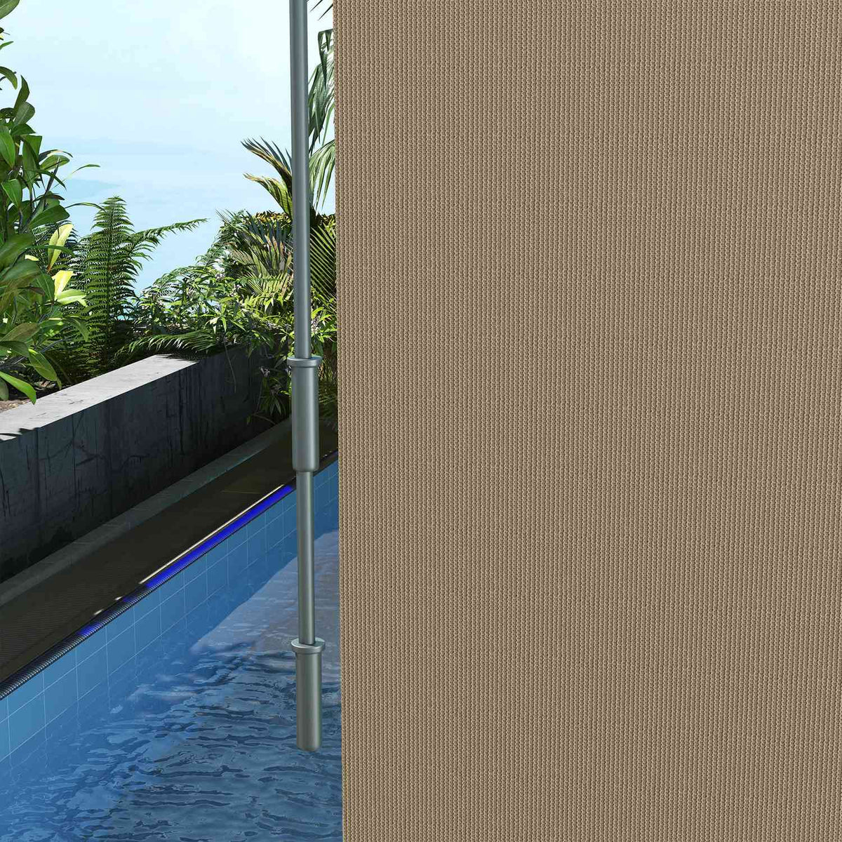 Vertical awning balcony roller blind, 183 x 185 cm external roller blind, blackout roller blind with hand crank, privacy screen for pavilion, garden, beige