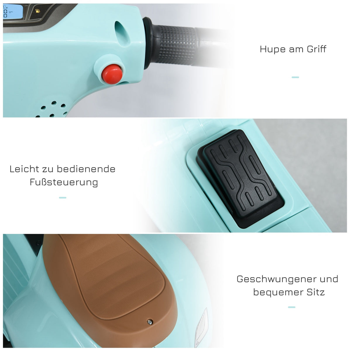 Vespa Electric Motorcycle Children'S Motorcycle Electric Vehicle 18-36 Months 3 Km/H Led Light Sound Pp Plastic Metal Green 66.5 X 38 X 52 Cm