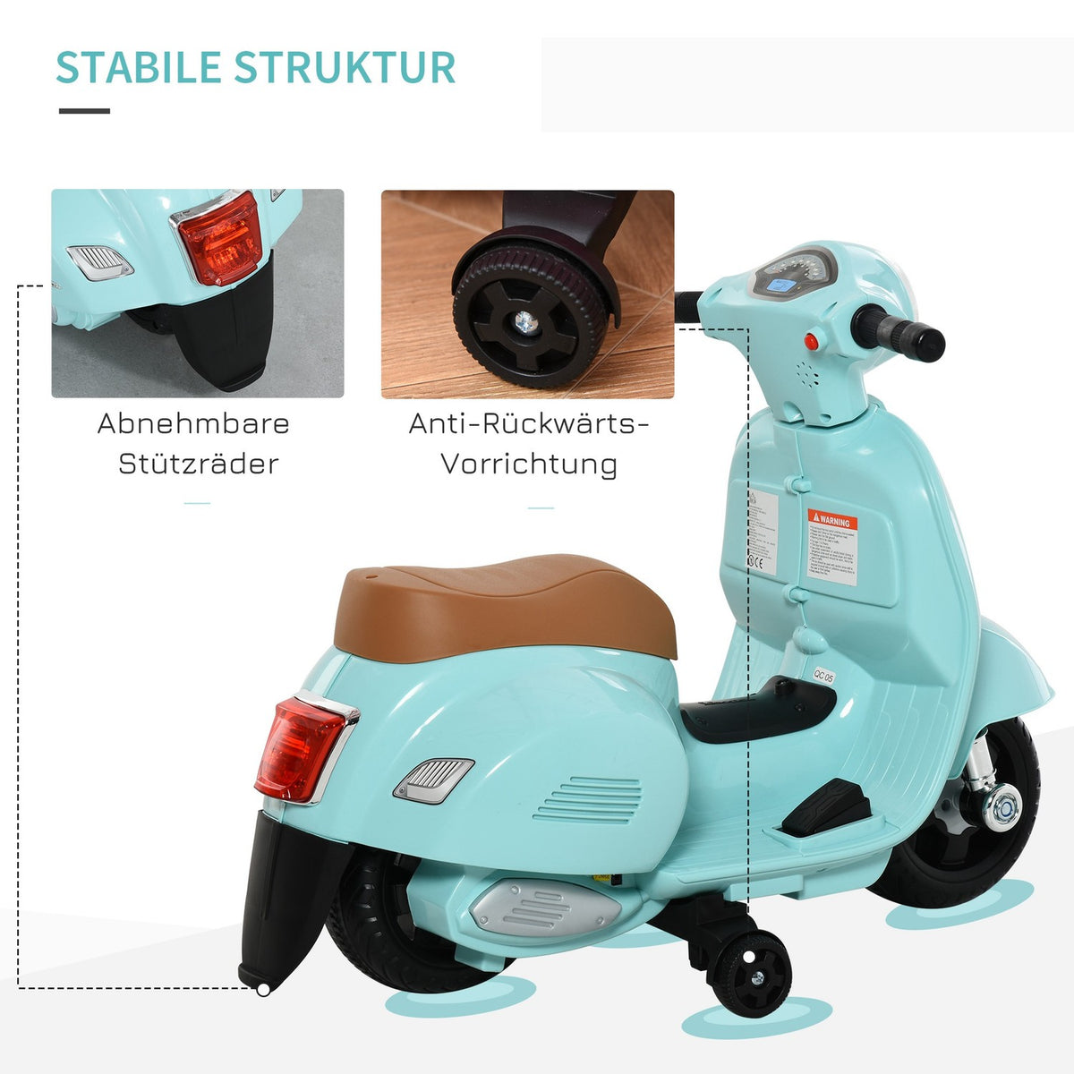 Vespa Electric Motorcycle Children'S Motorcycle Electric Vehicle 18-36 Months 3 Km/H Led Light Sound Pp Plastic Metal Green 66.5 X 38 X 52 Cm