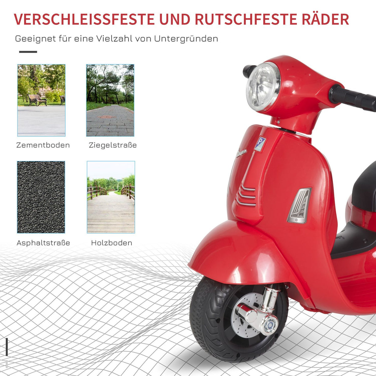 Vespa Electric Motorcycle Children'S Motorcycle Electric Vehicle 18-36 Months 3 Km/H Led Light Sound Pp Plastic Metal Red 66.5 X 38 X 52 Cm