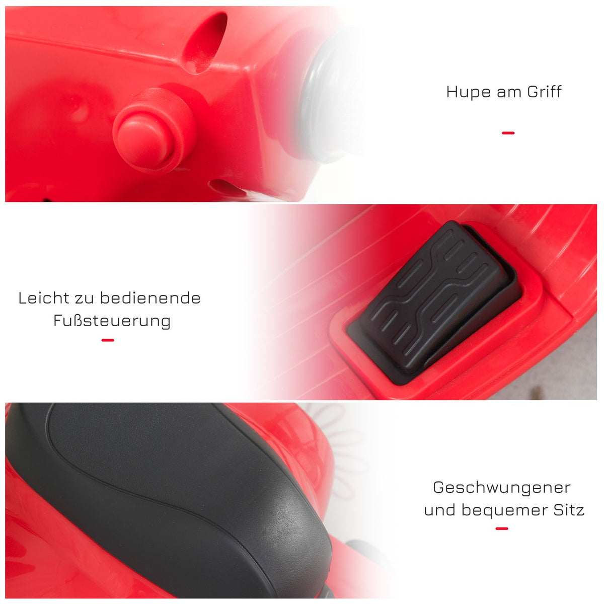Vespa Electric Motorcycle Children'S Motorcycle Electric Vehicle 18-36 Months 3 Km/H Led Light Sound Pp Plastic Metal Red 66.5 X 38 X 52 Cm